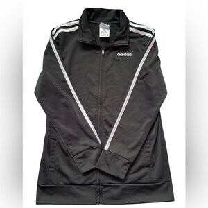 Adidas Youth Unisex Black Track Jacket Size M (10/12) Classic 3 Stripes Full Zip
